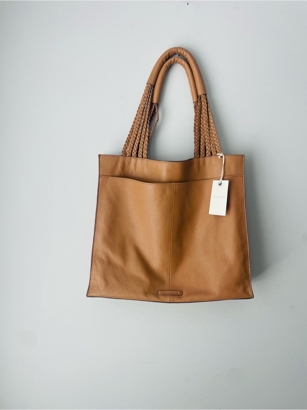 Lucky Brand Mina Leather Tote Bag with Braided Handles